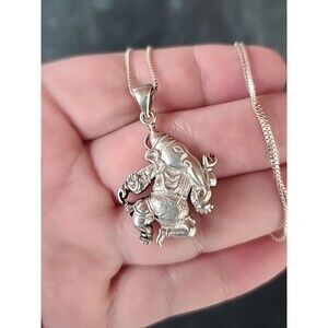 925 Sterling Silver Elephant Pendant Necklace Vintage